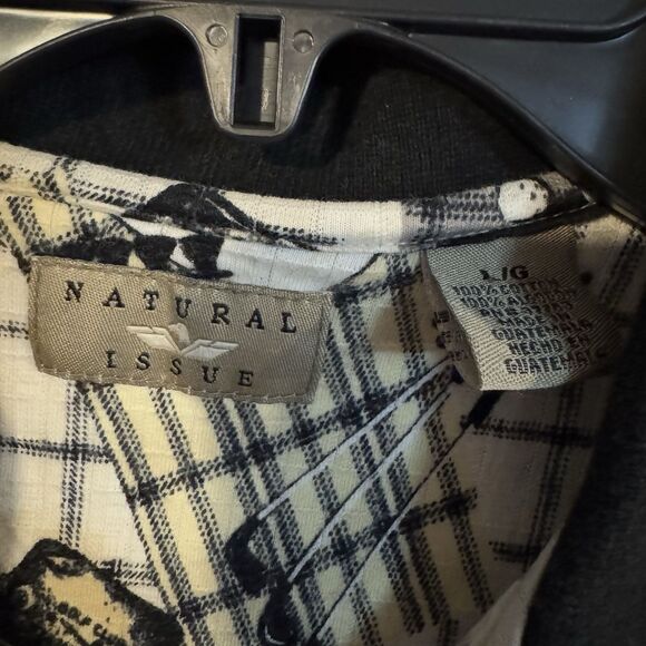 Natural Issue Men's L Black White Golf Polo Shirt Novelty Pattern Short Sleeve - Picture 3 of 6